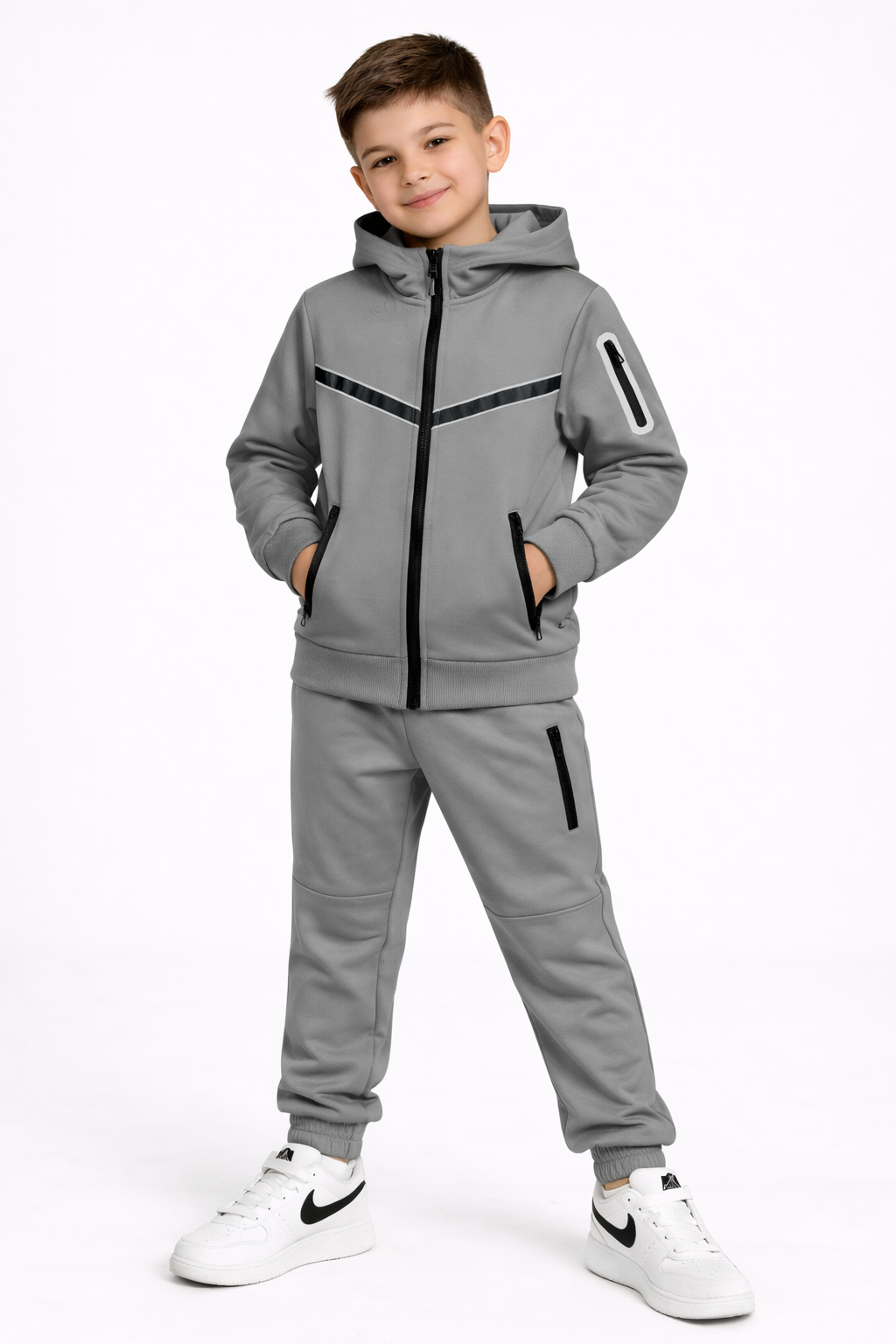 TLC Unisex Girls & Boys Tracksuit with Hood and Zipped Pockets for Warm Winter