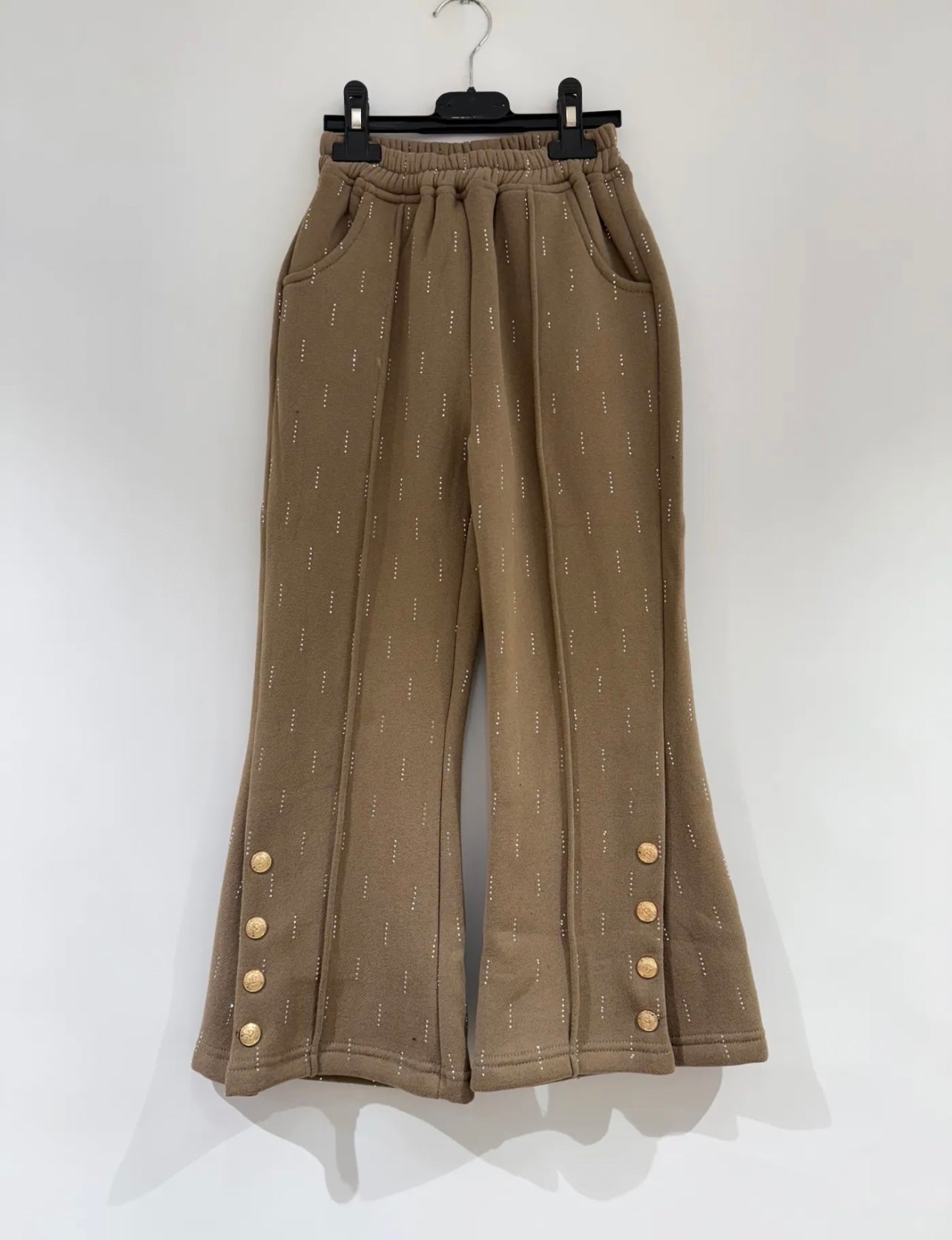 Girls Sweatshirt & Flare Trousers co-ord Set with Diamantés & Buttons 4-14 years