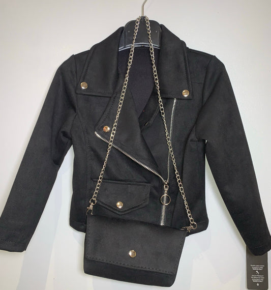 TLC Kids Childrens Suede Jackets With Handbag Warm Winter Stylish Cute Coat Outfit