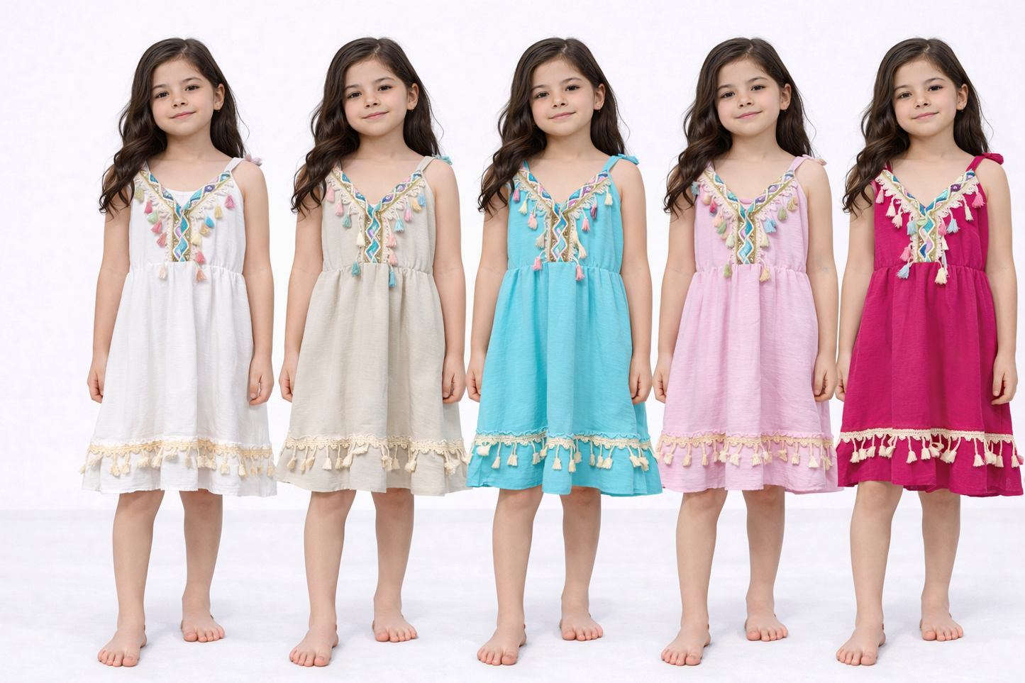 TLC Girls Sleeveless Tessel Dresses