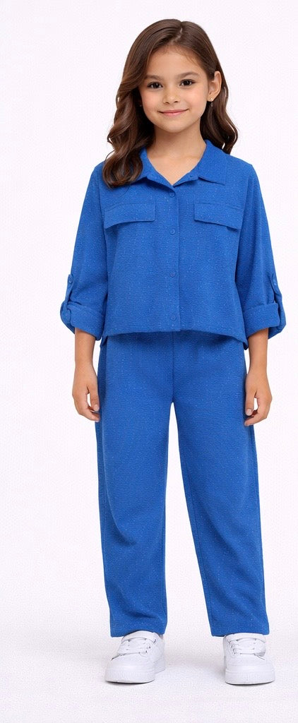 TLC Girls Stylish Modest Trousers and & Long Sleeve top Blouse Outfit Sets Summer