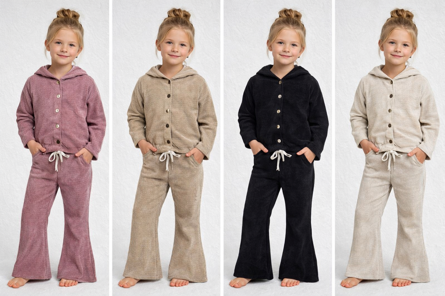 Girls velour hooded coord set winter