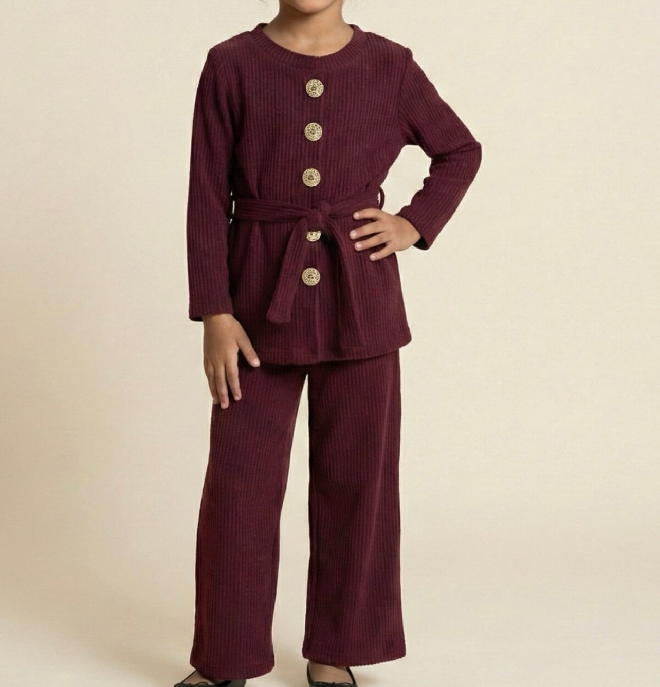 Girls Corduroy Modest Trouser and Top Set