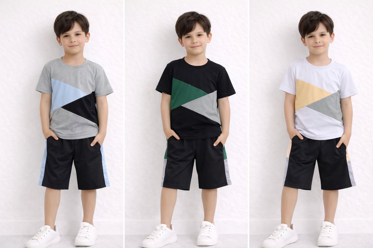 TLC Boys Tshirt and Shorts Summer Set with Pockets - Kids Fashion
