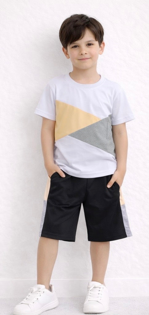 TLC Boys Tshirt and Shorts Summer Set with Pockets - Kids Fashion
