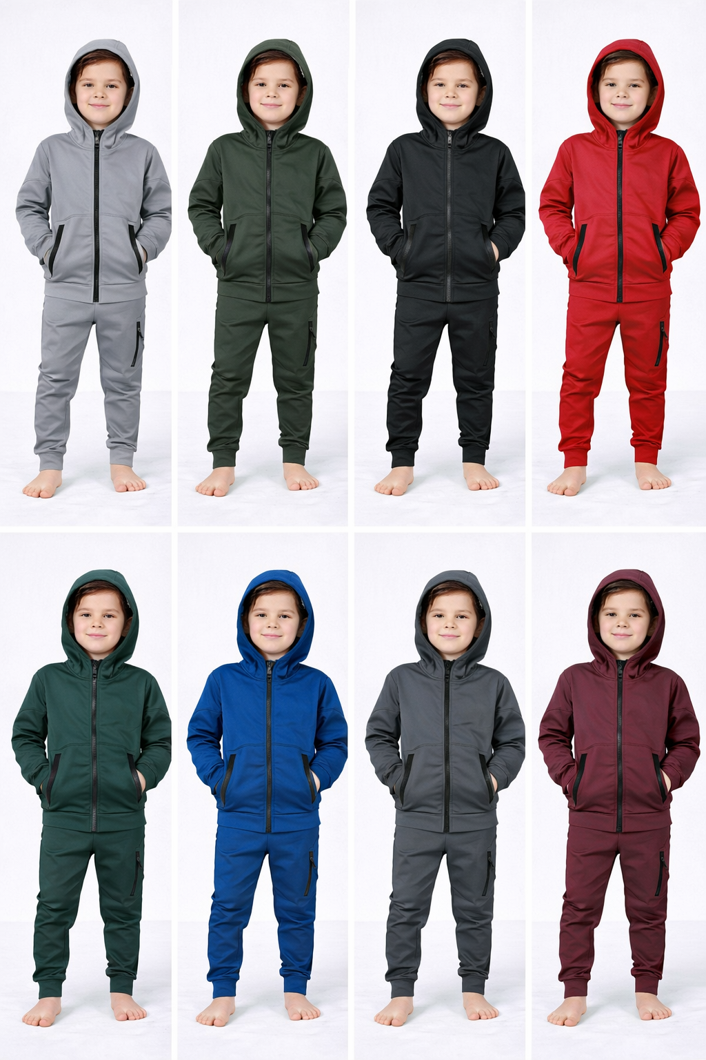 TLC Boys Plain Colour Casual Tracksuit Set with Zip & Zipped pockets outfit Tracksuits Boy Warm Winter