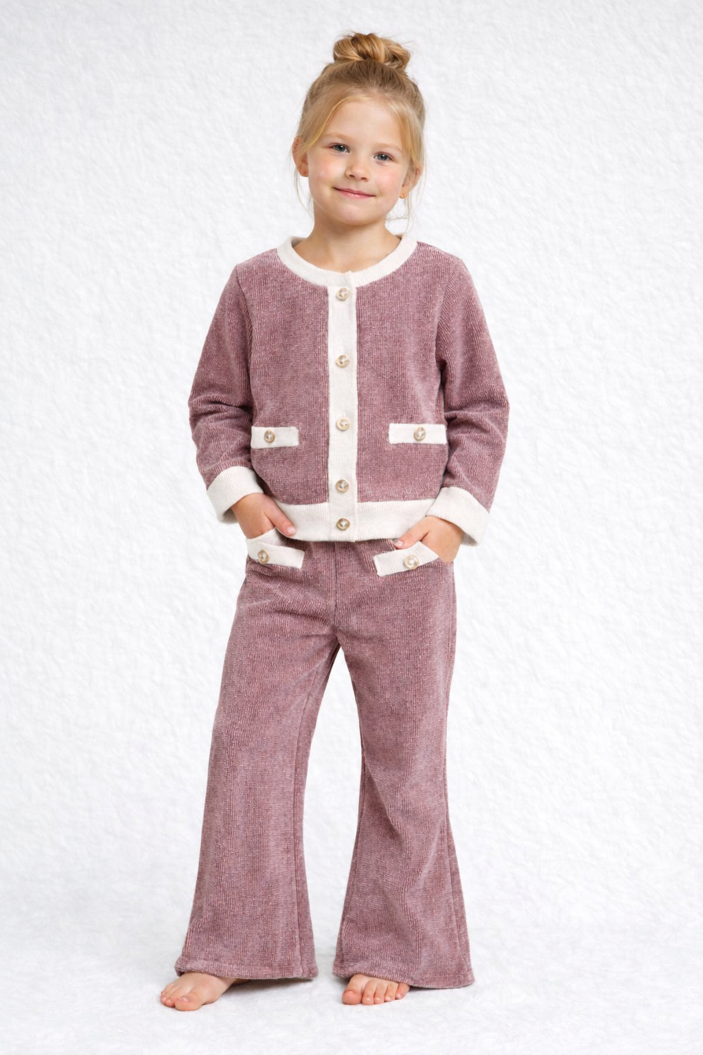 Girls top & trousers outfit velour winter coord