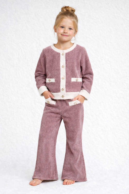 Girls top & trousers outfit velour winter coord