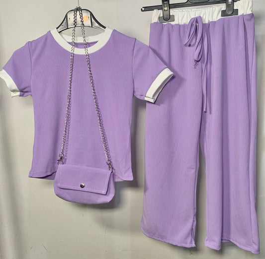 Girls summer outfit co-ord set with handbag (TL036)