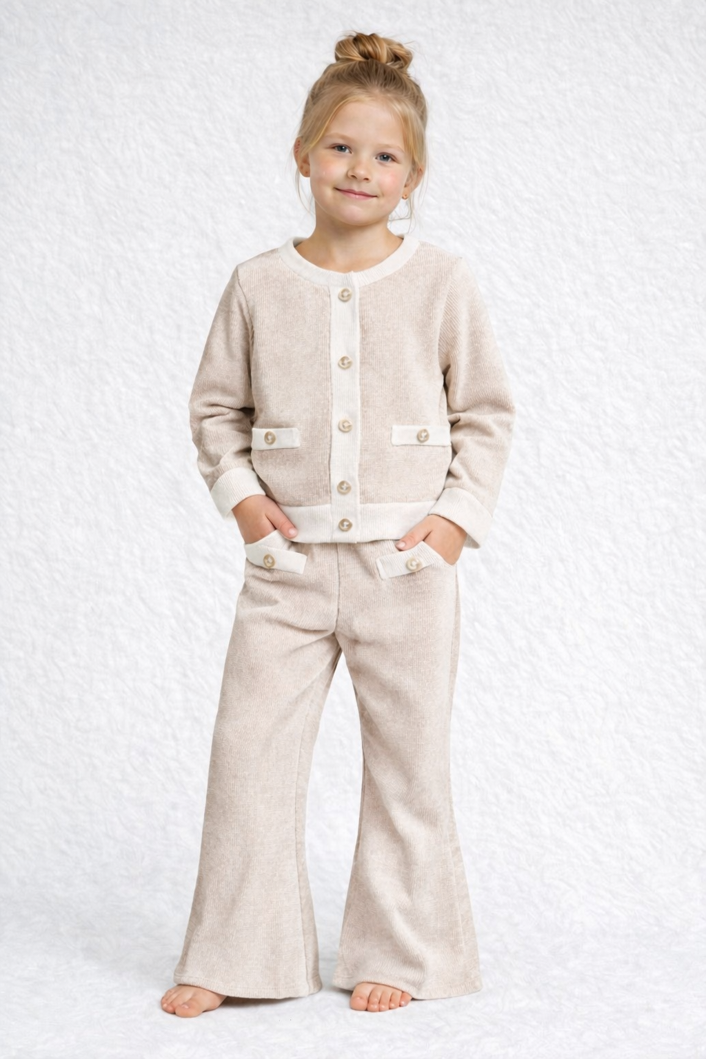 Girls top & trousers outfit velour winter coord