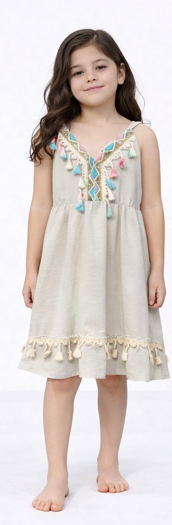TLC Girls Sleeveless Tessel Dresses