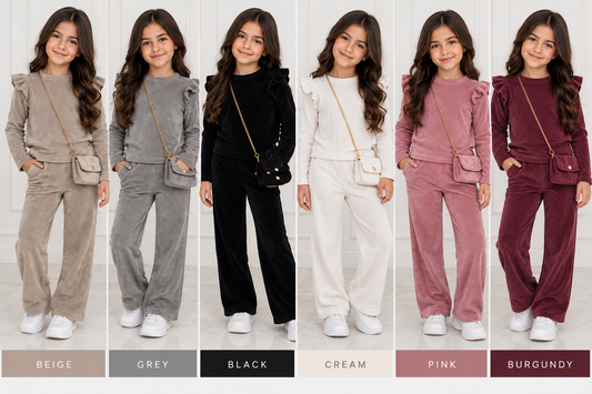 Girls 3 piece outfit velour ribbed