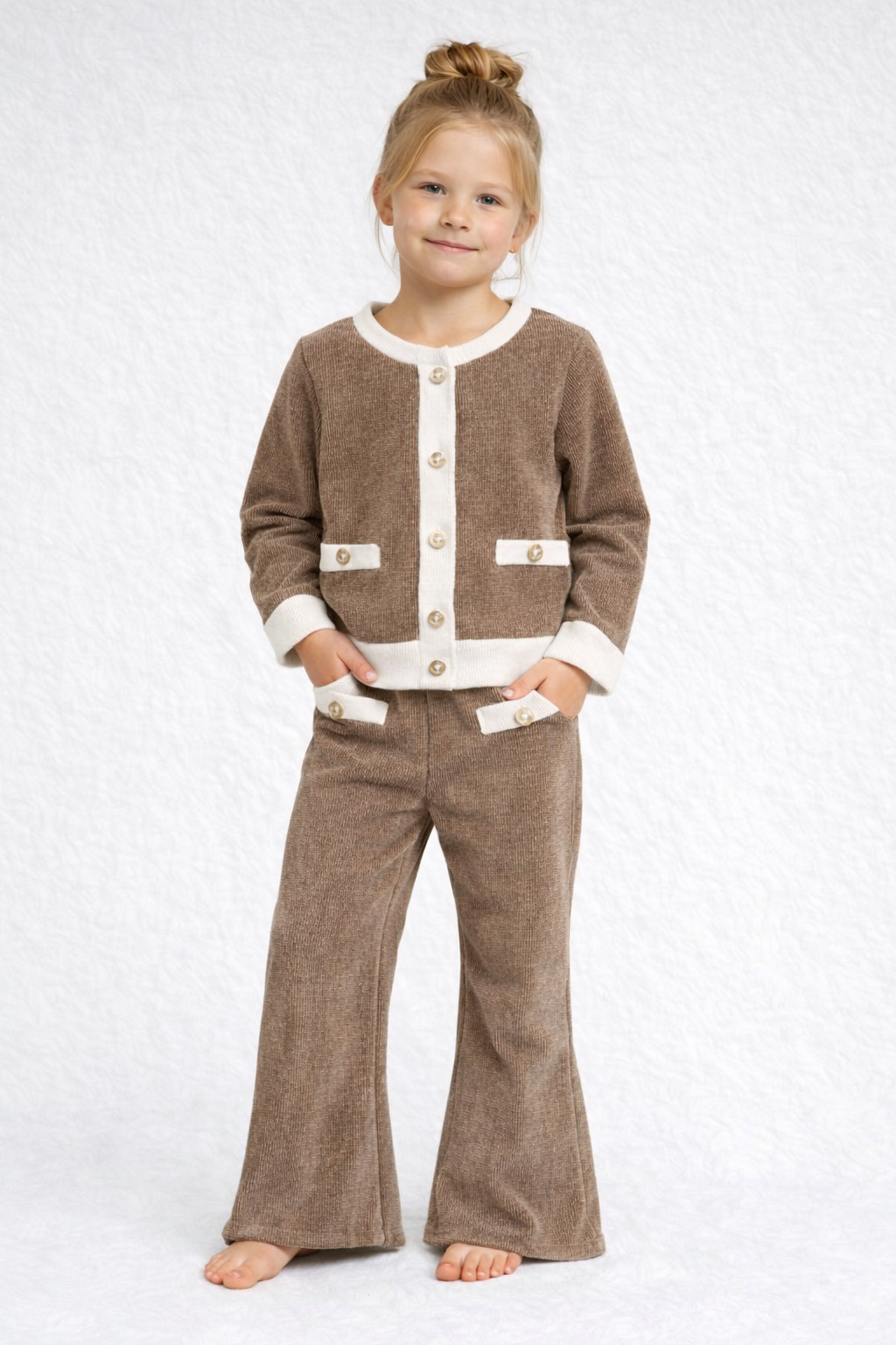 Girls top & trousers outfit velour winter coord