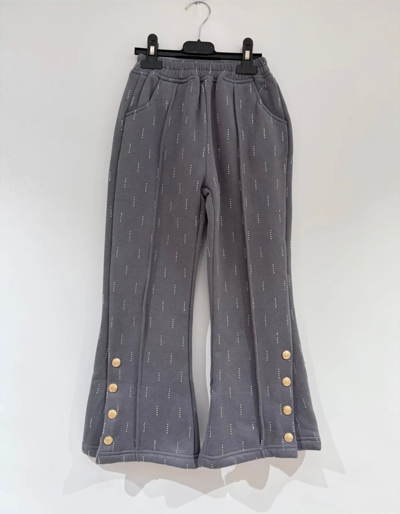 Girls Sweatshirt & Flare Trousers co-ord Set with Diamantés & Buttons 4-14 years