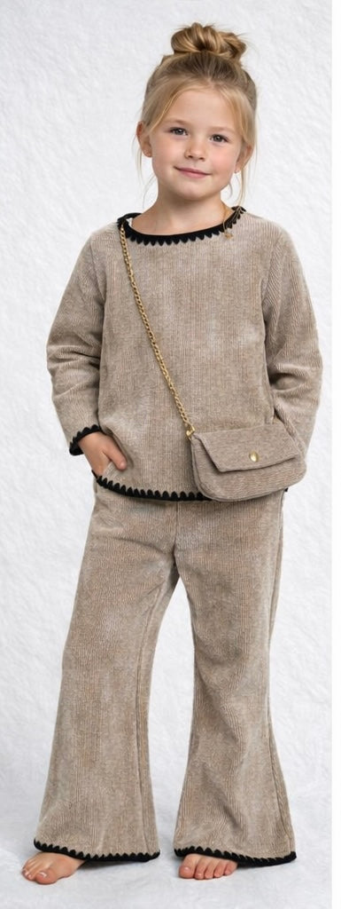 Girls velour coord sets warm winter with handbag