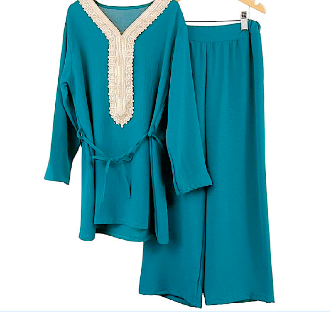 TLC Girls Stylish Modest Co-ord Trousers & Long Sleeve Outfit