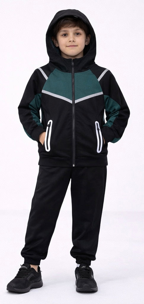 TLC Boys 3700 Tracksuit Hooded Zip Pockets Hood Warm Winter