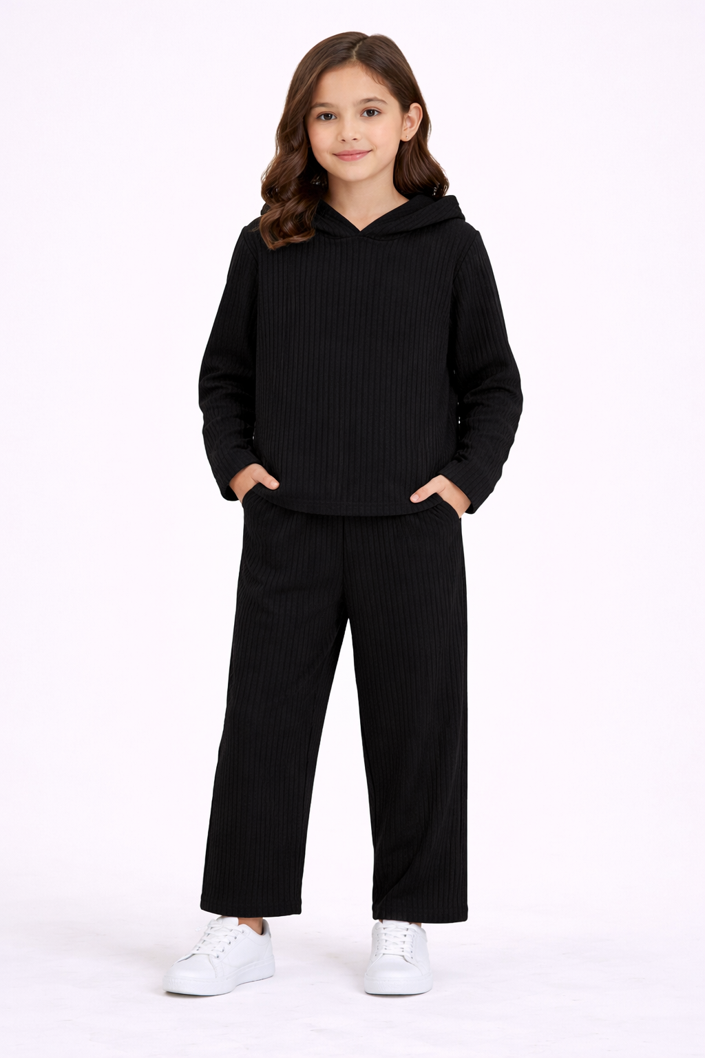 TLC Girls Ribbed Hooded Coord set Tracksuit Warm Winter Ribbed