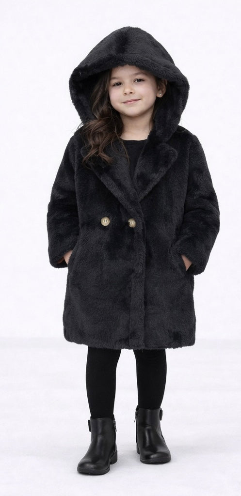 TLC Girls fur soft jacket coats with hood & pockets