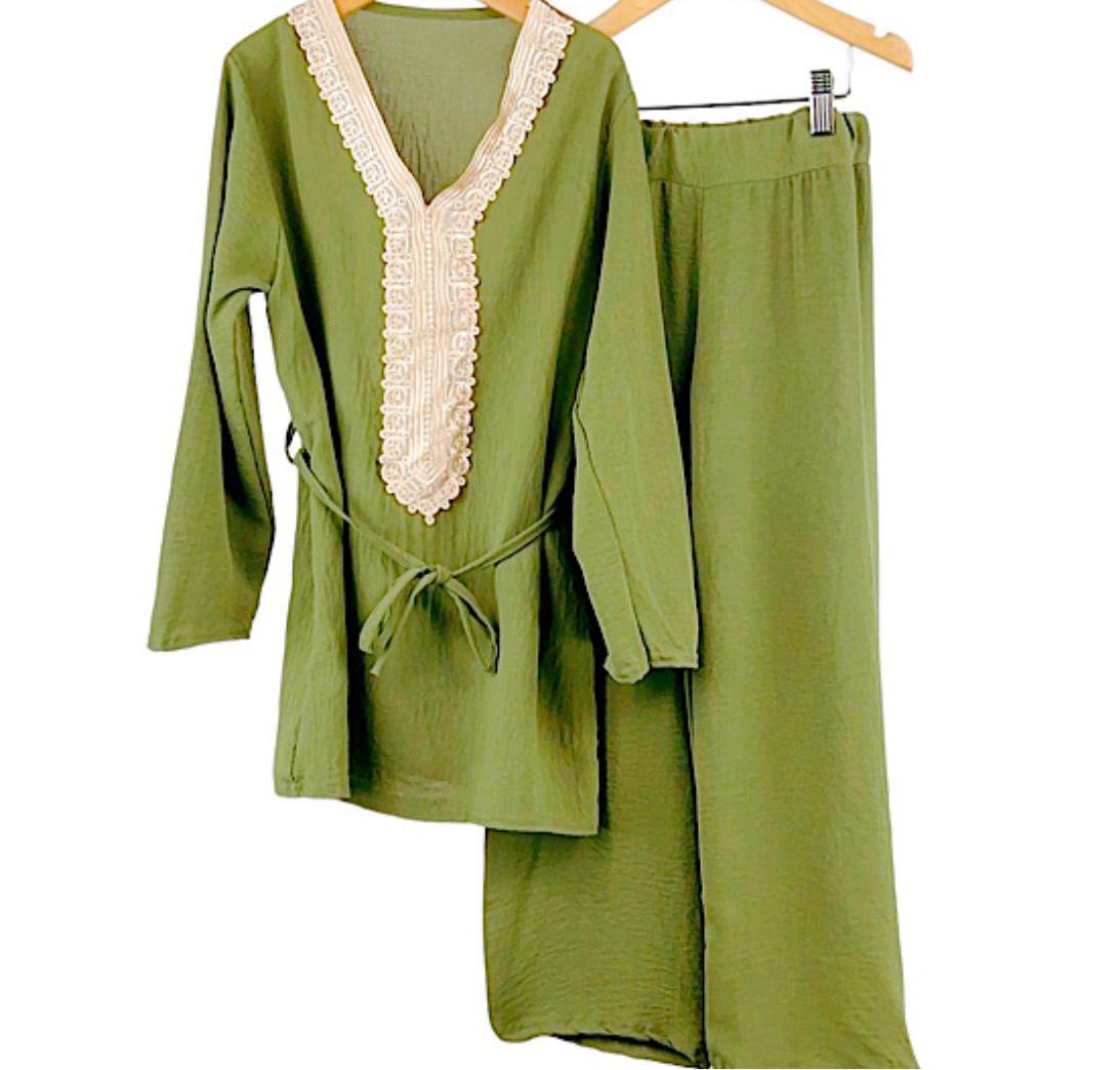 TLC Girls Stylish Modest Co-ord Trousers & Long Sleeve Outfit
