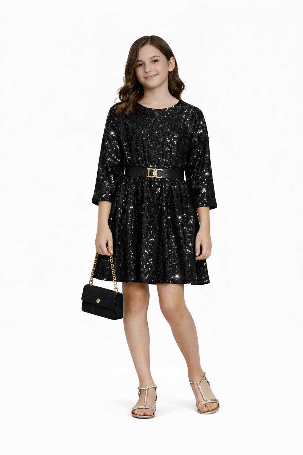 Partywear Girls Shiny Dresses Christmas Birthday Occasion