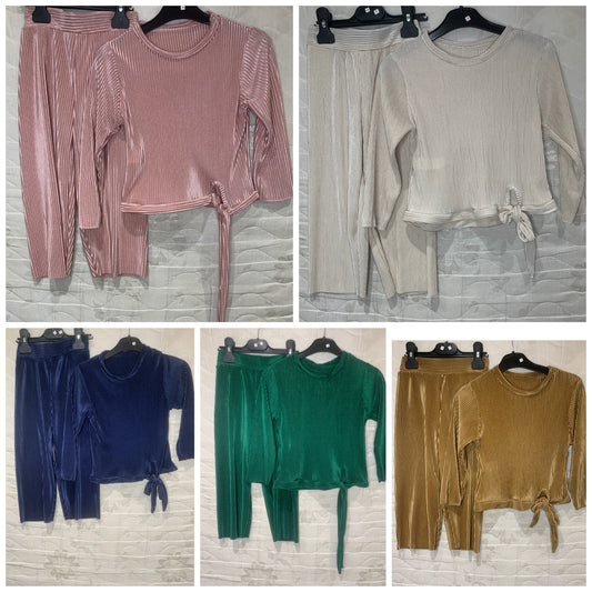 TLC Girls long sleeve coord sets with tie knot