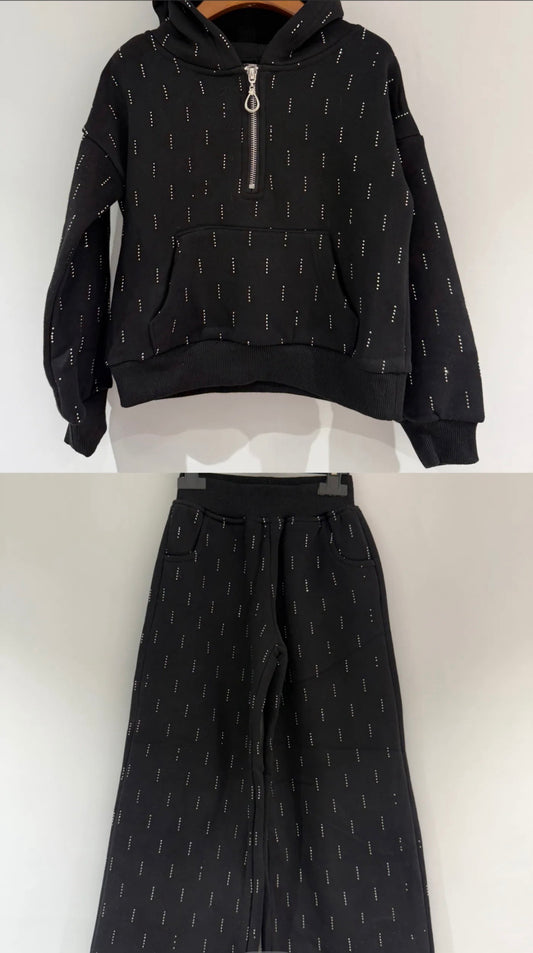 Girls Hoody & Trousers co-ord Set with Diamantés 4-14 years (TL020)