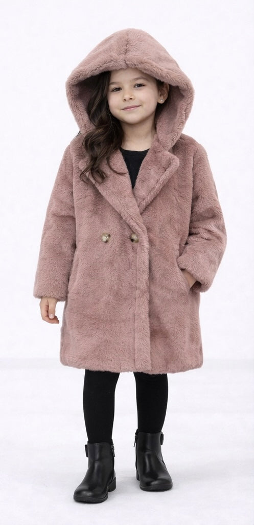 TLC Girls fur soft jacket coats with hood & pockets
