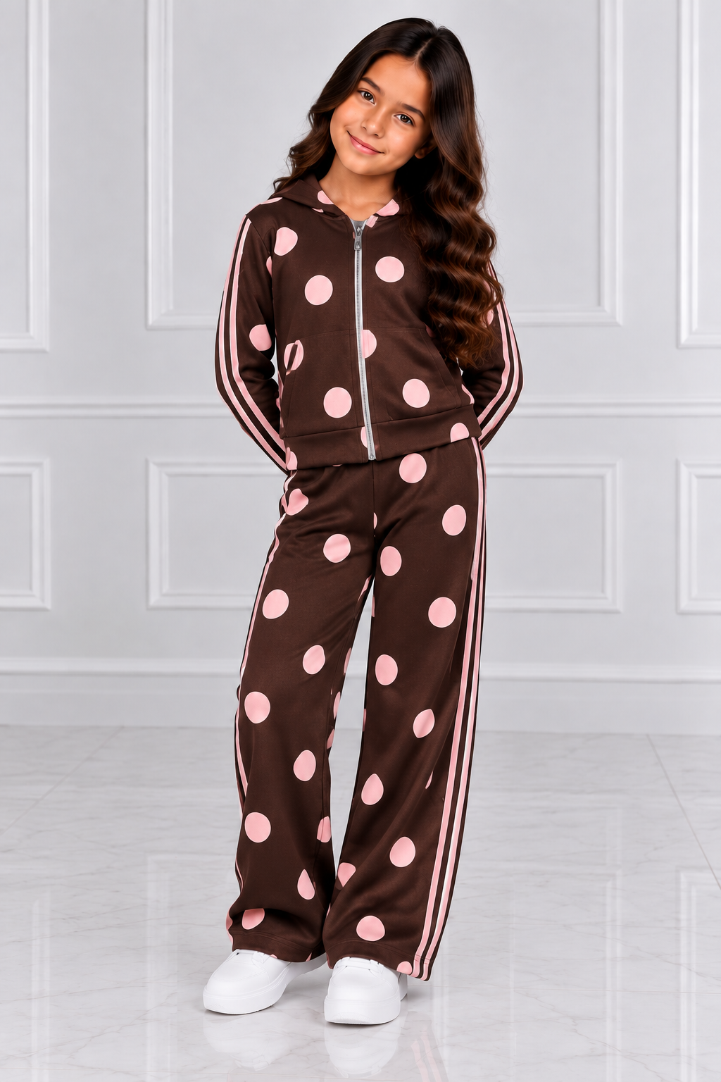 Girls spotted tracksuit outfit hoody and joggers