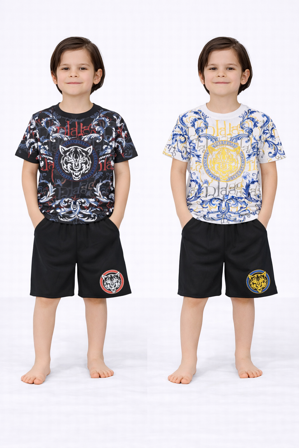 TLC Boys Tiger Print Tshirt & Shorts Sets 13