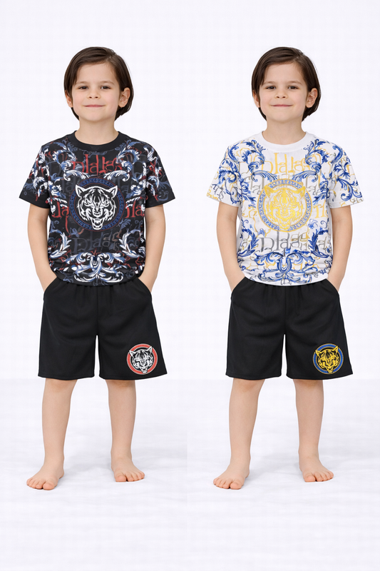 TLC Boys Tiger Print Tshirt & Shorts Sets 13