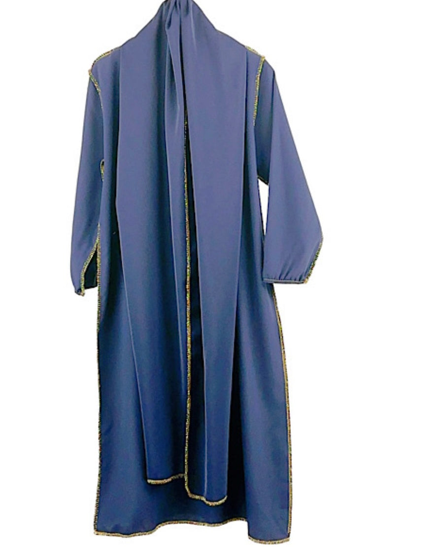 TLC Girls Abaya with hijab & gold detailing