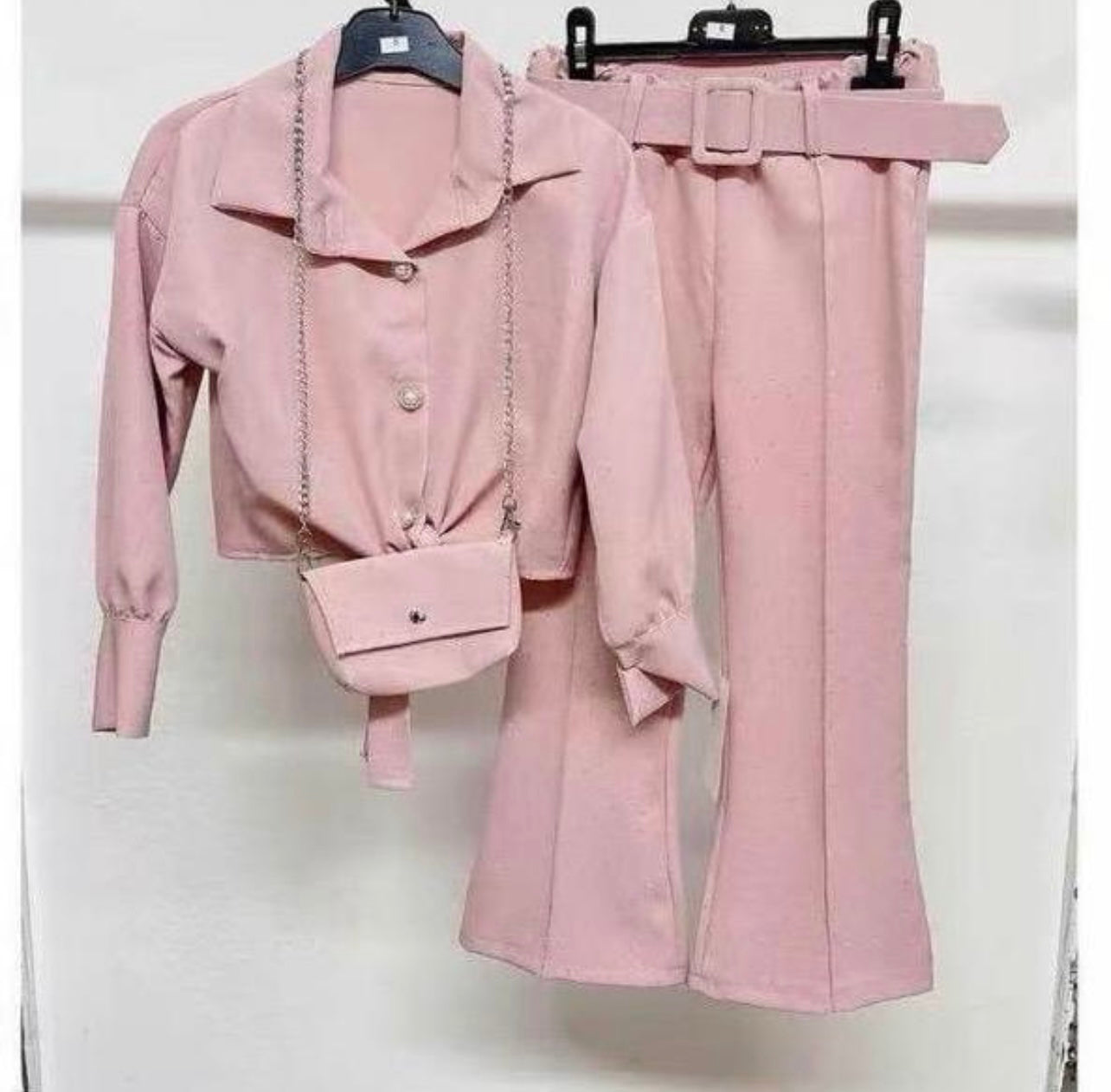 TLC New Girls co-ord sets with trousers, top & matching handbag outfit set with button & shiny diamantes