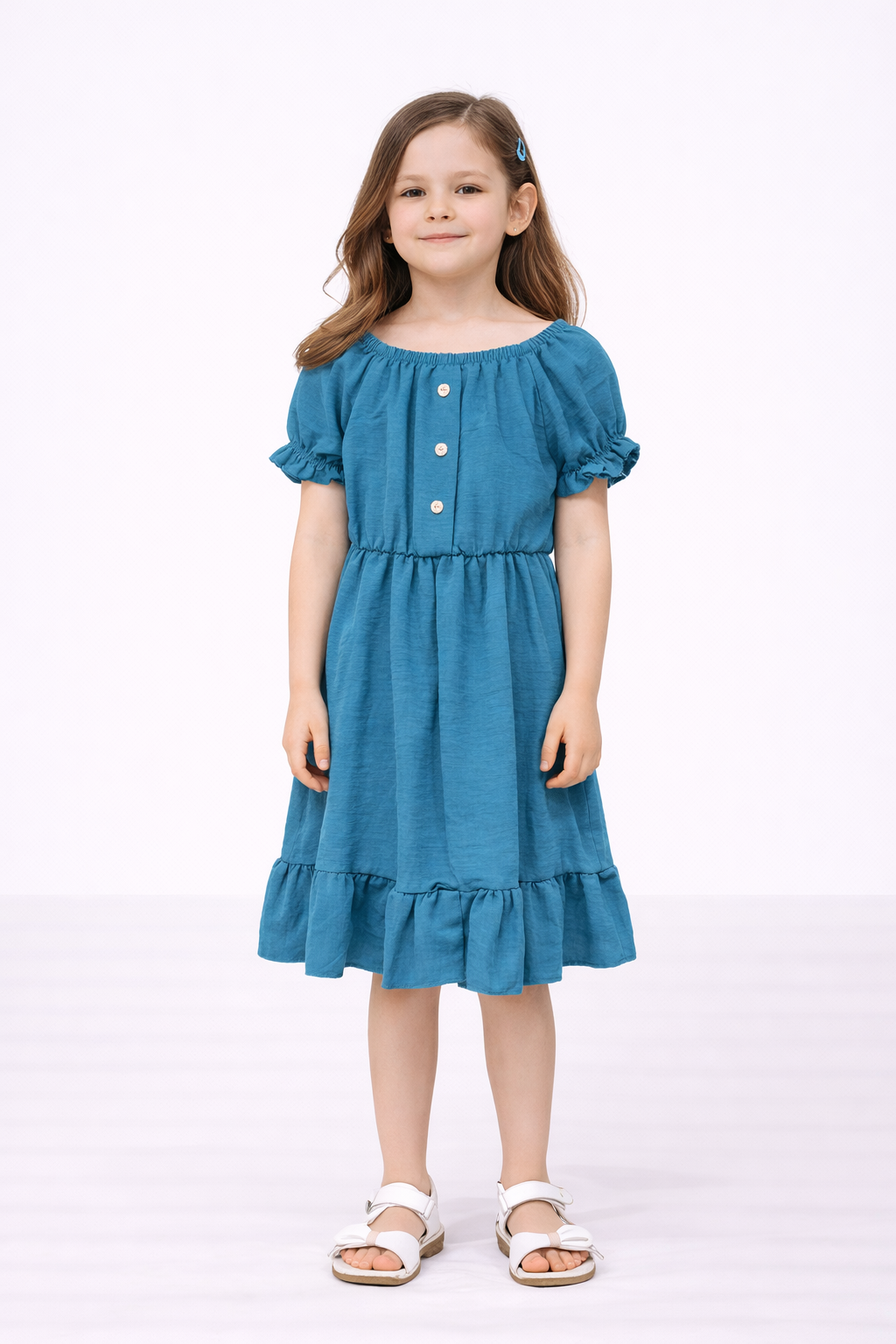 TLC Girls short sleeve dress with buttons