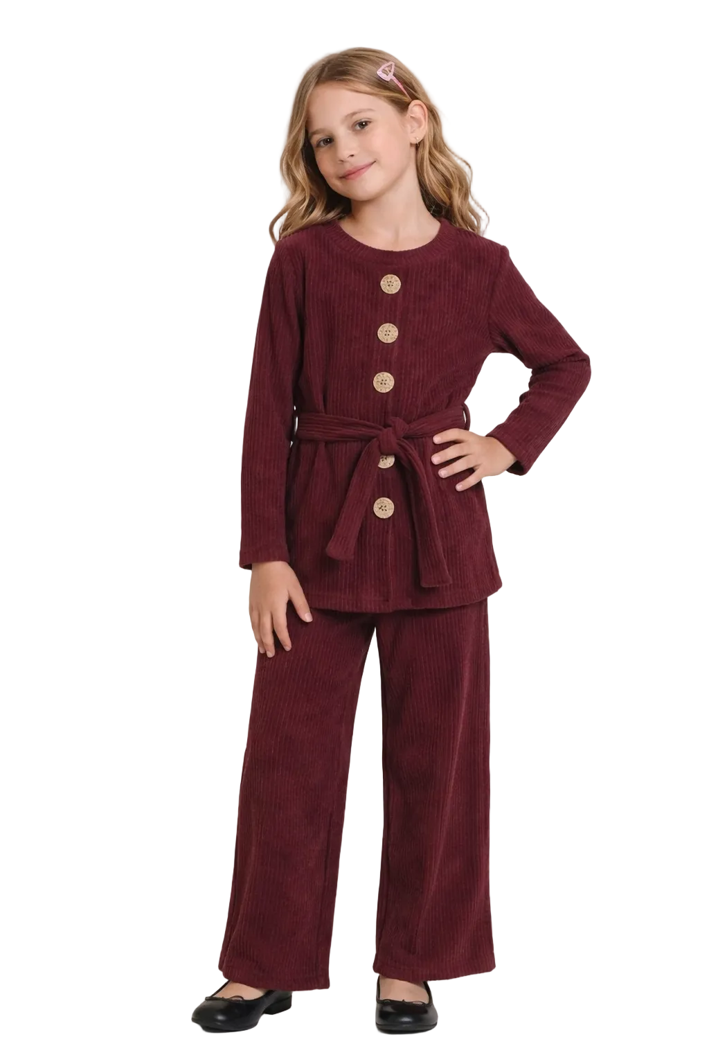Girls Corduroy Modest Trouser and Top Set