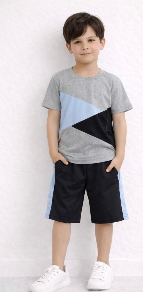 TLC Boys Tshirt and Shorts Summer Set with Pockets - Kids Fashion