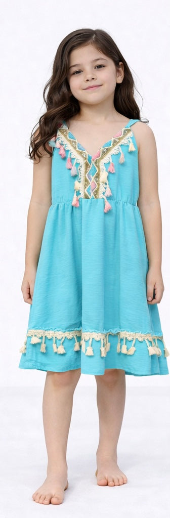 TLC Girls Sleeveless Tessel Dresses