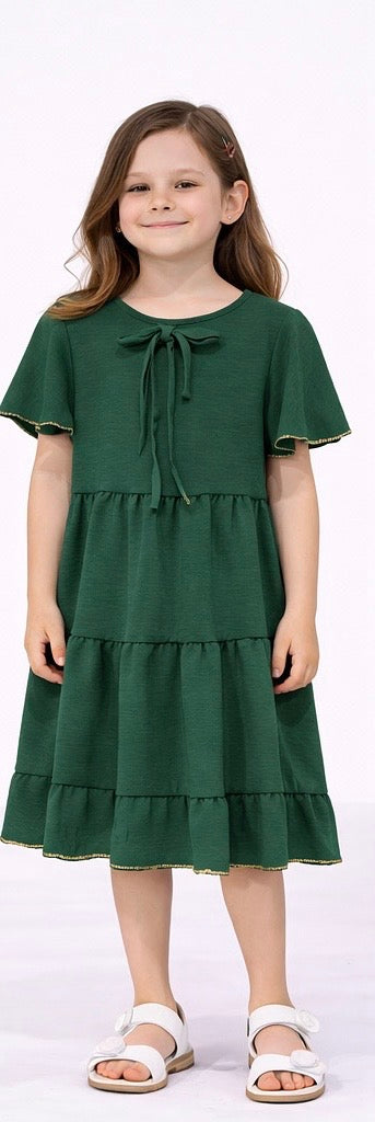 TrendLockerz Girls short sleeve dress with gold detail