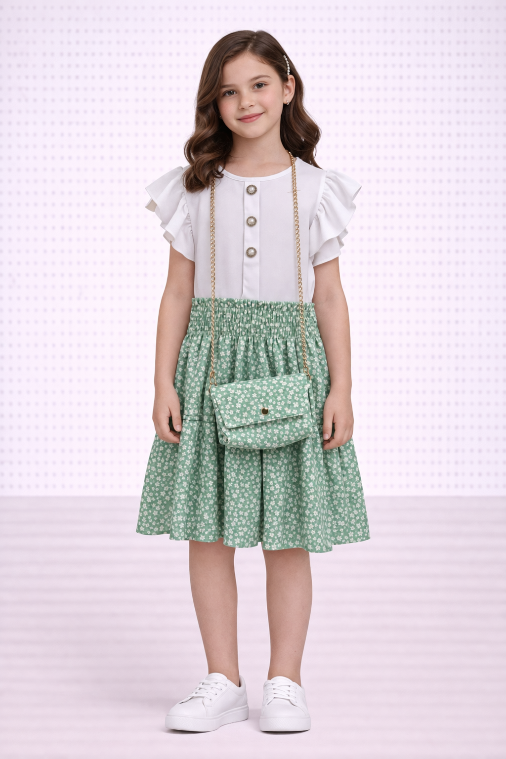 TLC Girls short sleeve dress with matching handbag