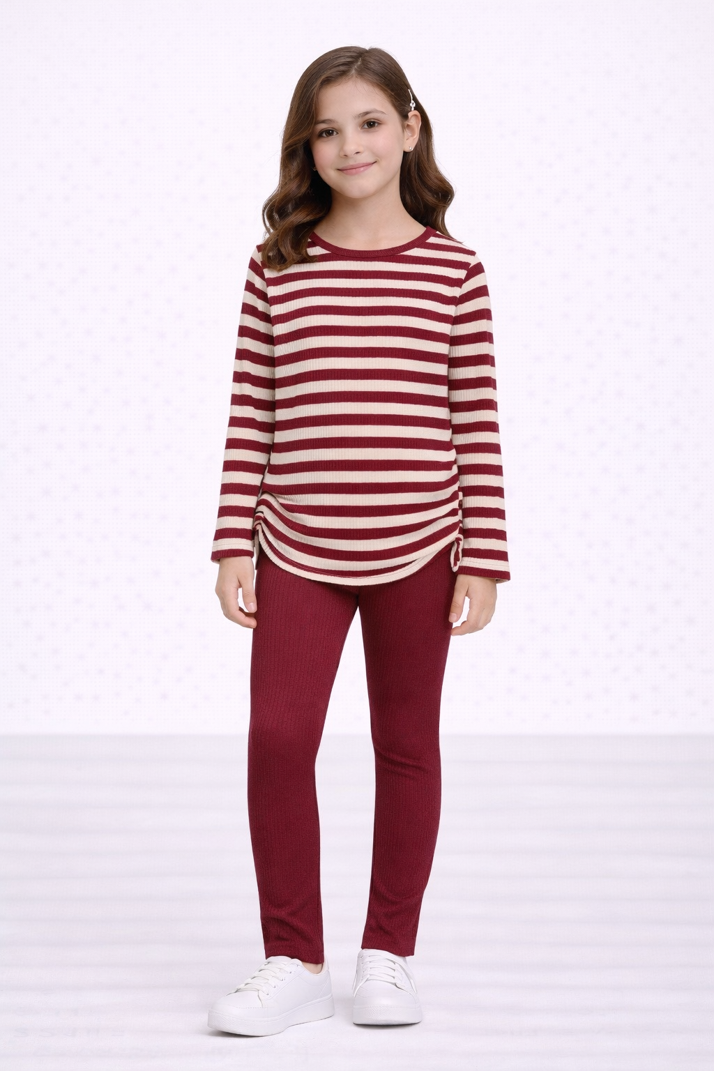 Girls Co-ord Sets Striped Leggings & Top Outfit