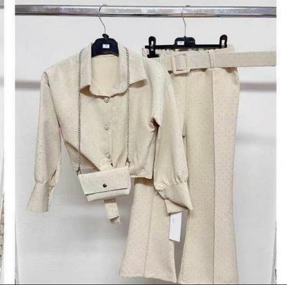 TLC New Girls co-ord sets with trousers, top & matching handbag outfit set with button & shiny diamantes