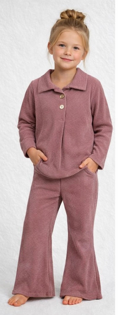 Girls ribbed velour coord set winter
