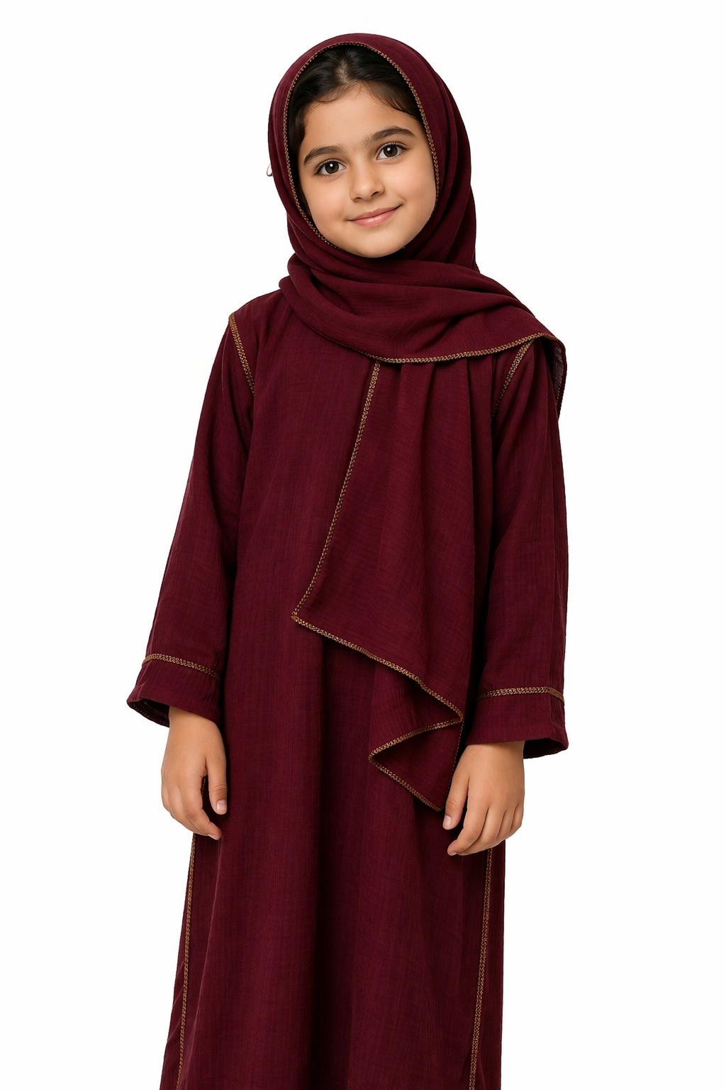 Girls Kids Abayas with Attached Scarf