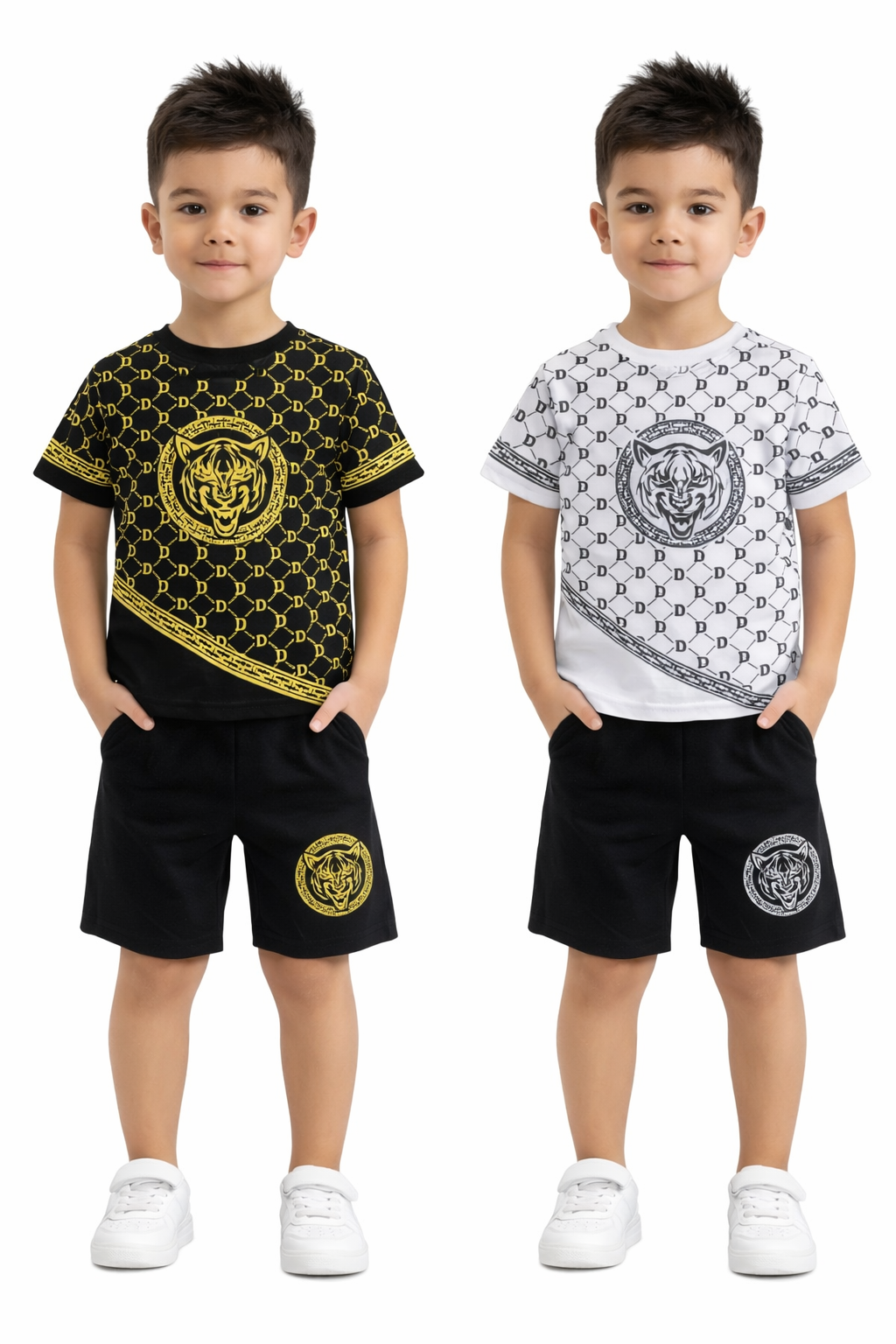 TLC F053 Boys Tiger Print T-Shirt & Shorts Set - Top-Rated, Customer Favorite!