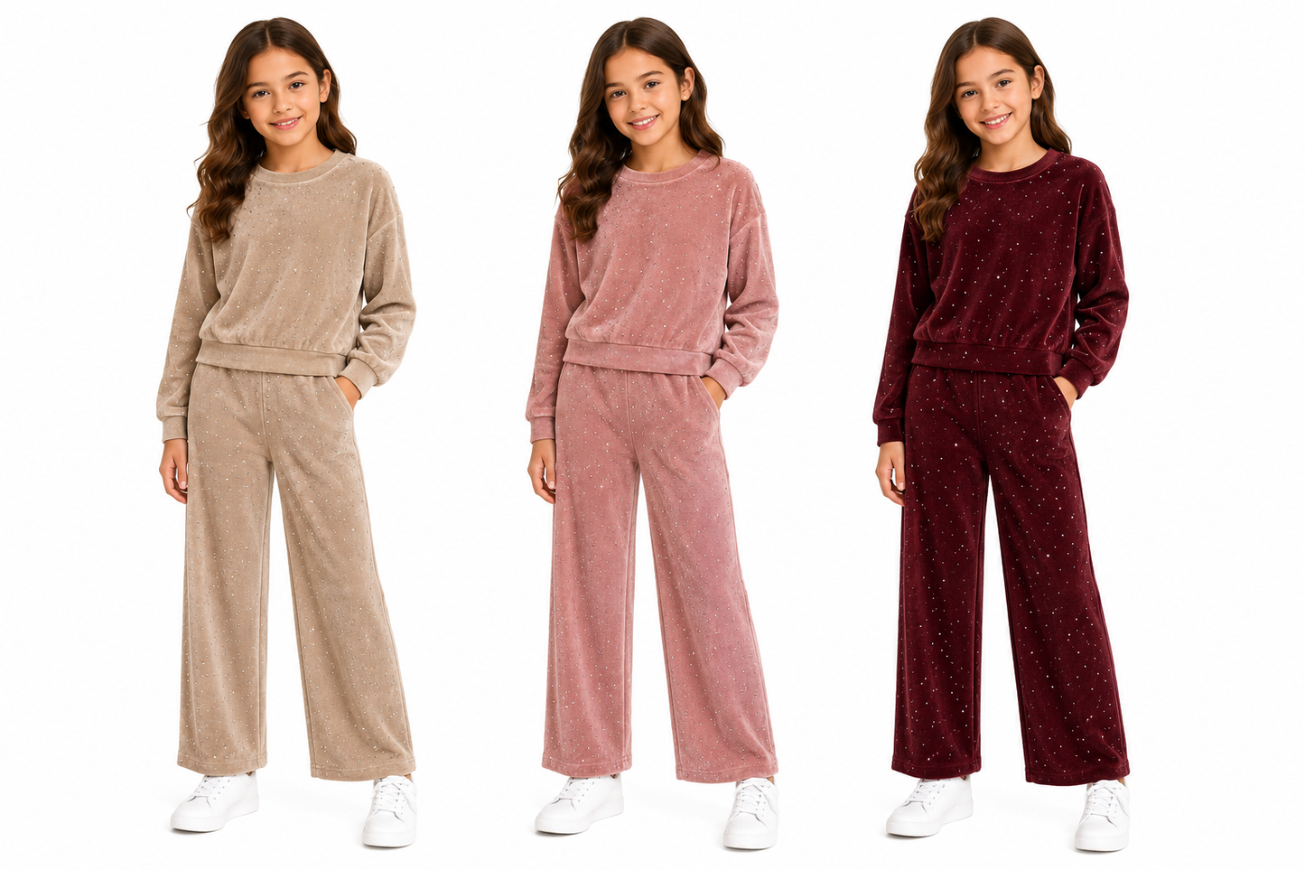 Girls Shiny Diamante Coord Sets