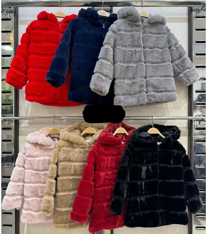 TLC Girls fur jacket coats with hood