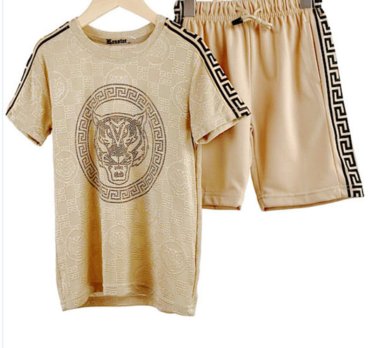 TLC Boys Tiger Print Tshirt & Shorts Sets (TL121)