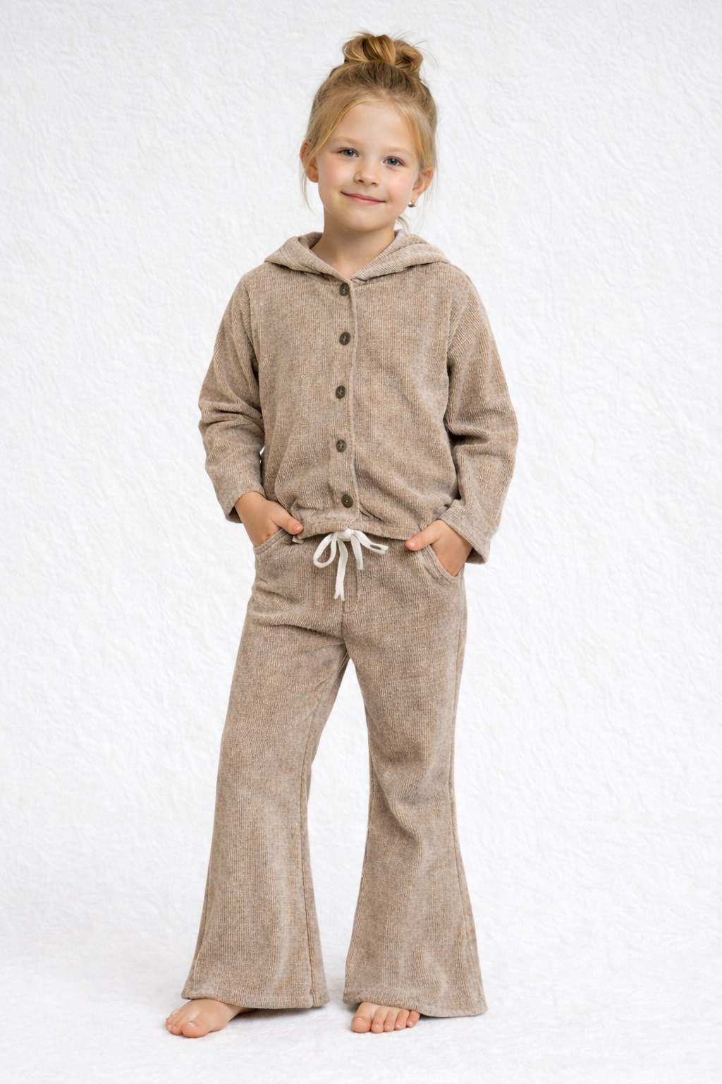 Girls velour hooded coord set winter