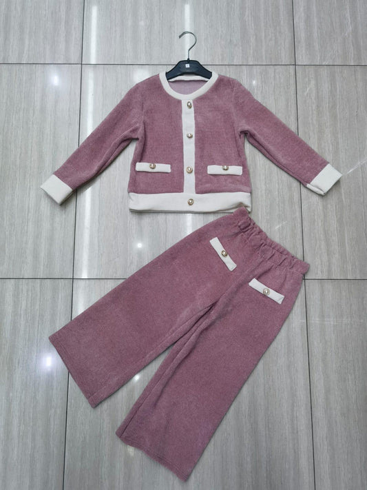Girls top & trousers outfit velour winter coord