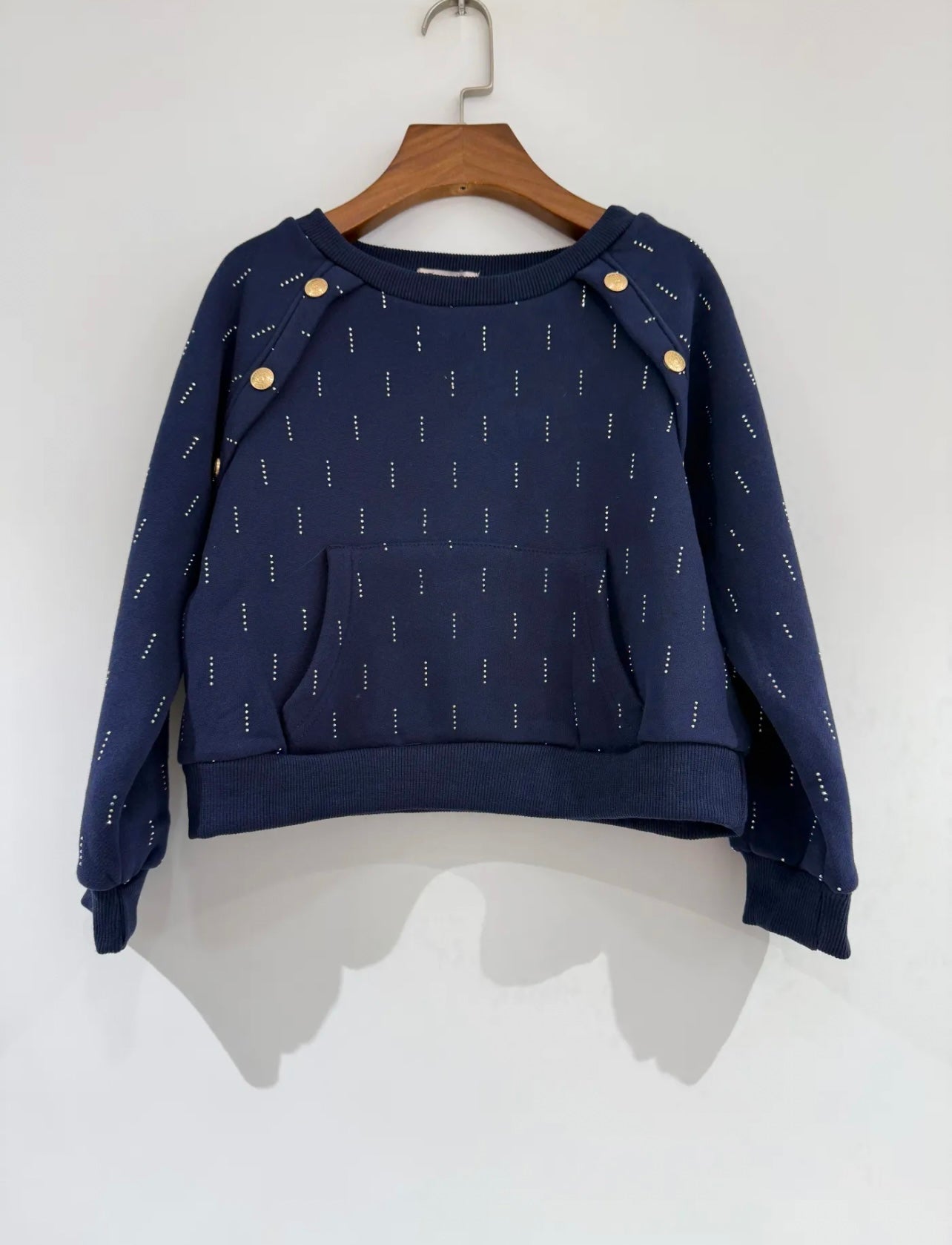 Girls Sweatshirt & Flare Trousers co-ord Set with Diamantés & Buttons 4-14 years
